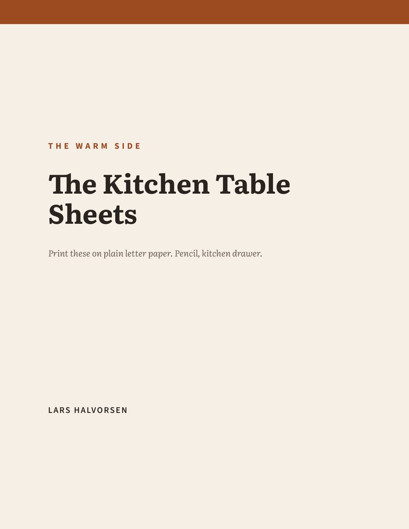 The Kitchen Table Sheets, title page