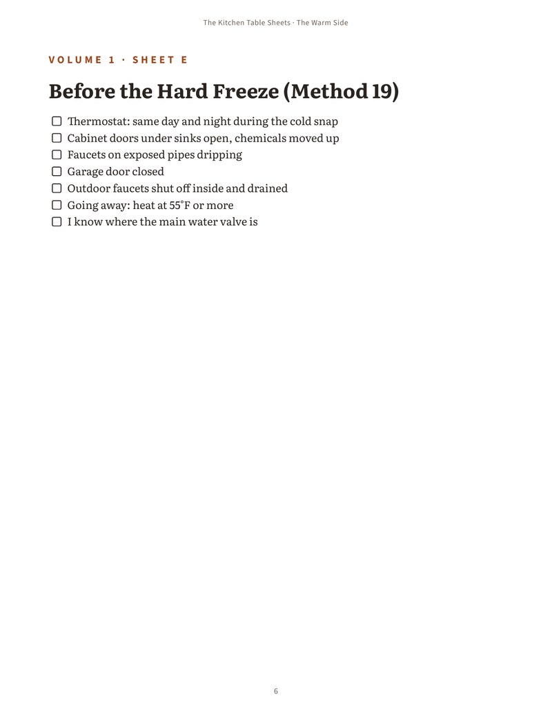 Sheet: Before the Hard Freeze
